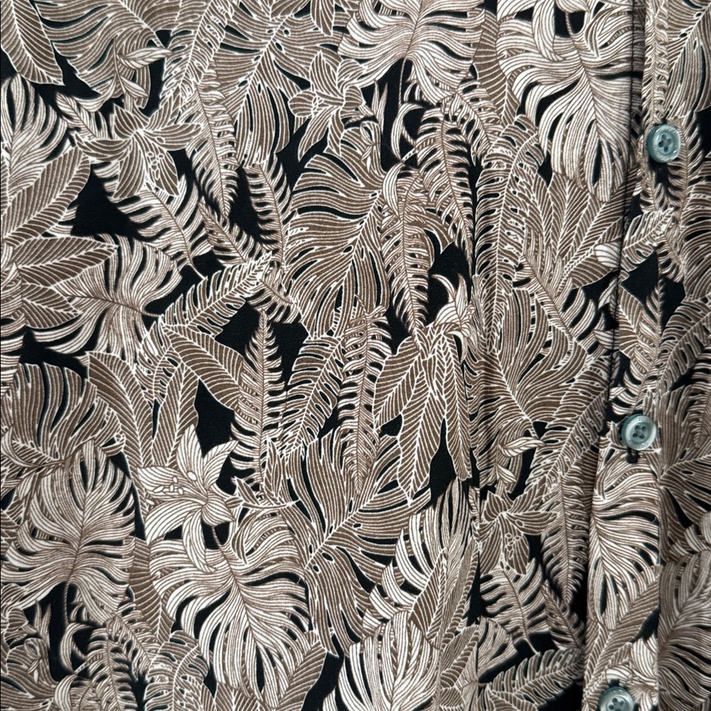 Tori Richard mens brown and black button down aloha shirt - Picture 2 of 5